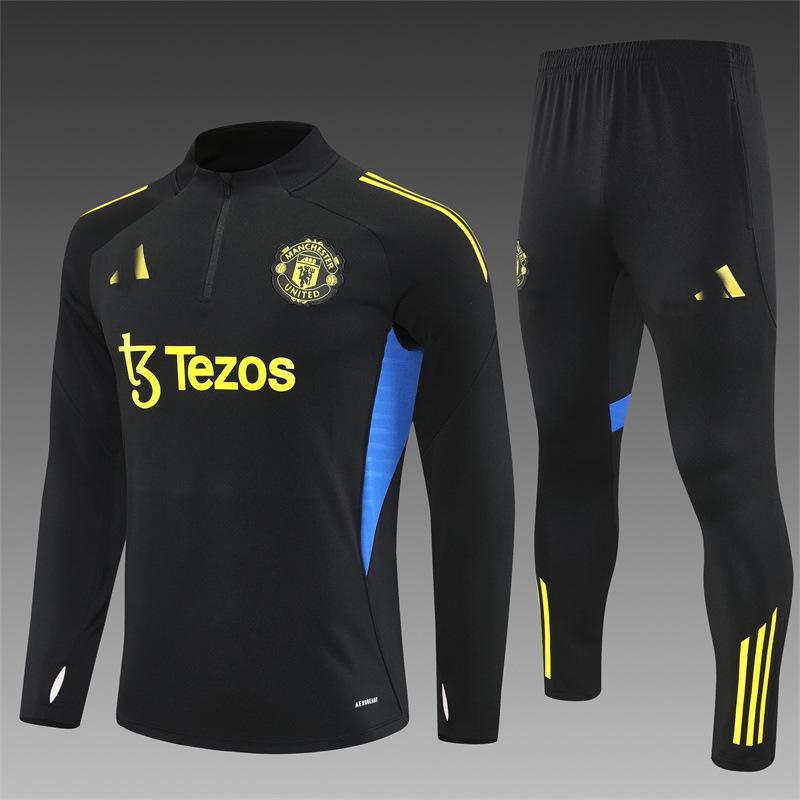 Manchester United Football Suit Custom Autumn And Winter Long-Sleeved Half-Pull Pre-Game Warm-Up Children'S Short-Sleeved Training Suit