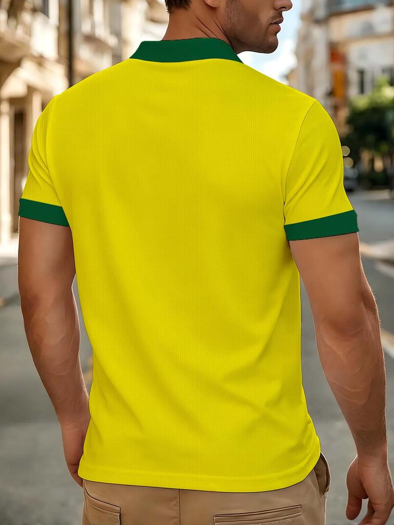 Men's Outdoor Polo Shirt, Available in Multiple Sizes, Featuring a Crocodile Rider Silhouette Print on the Chest. Vibrant, Casual, Stylish, and