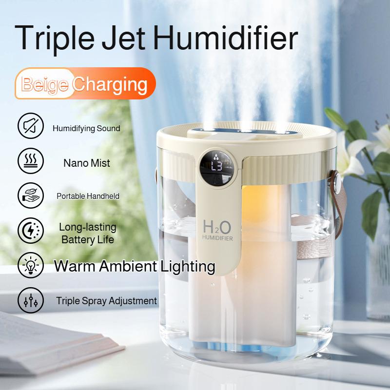 USB Small Humidifier With Three Sprays And Large Amount Of Mist/Mini Humidifier With Night Light For Bedroom Desktop Large Mist