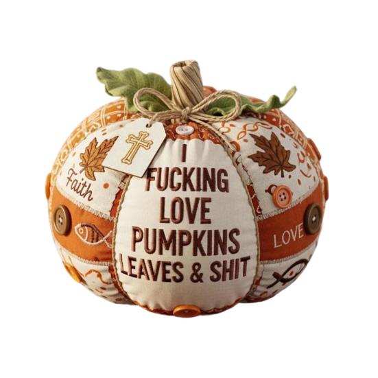 Fall Fabric Pumpkin Decor Rustic Thanksgiving Faux Pumpkin Tabletop Centerpiece with Buttons for Autumn Harvest Table Mantel Decor