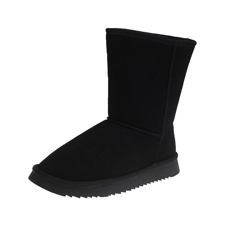 

Two snow boots for women in autumn and winter 2024 retro piled thickened warm fluffy cotton shoes medium boots 40 чорний