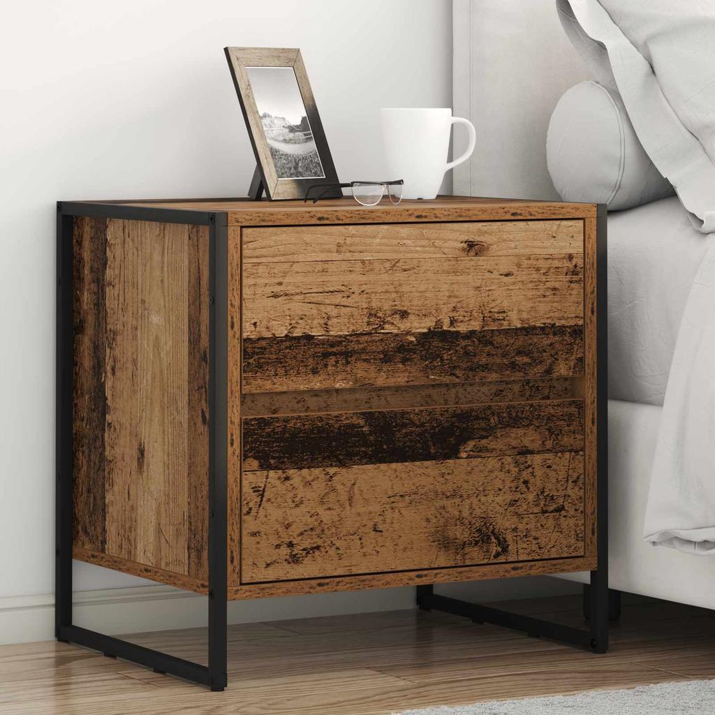 Nightstand Set of 2 Reclaimed Wood Look 50 X 39.5 X 50 Cm Engineered Wood