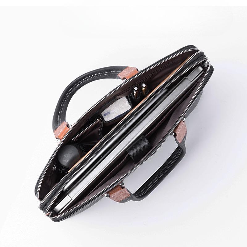 Genuine Leather Men's Handbag Horizontal Business Cowhide Bag Fashion Large Capacity Briefcase Computer Bag Single Shoulder Crossbody