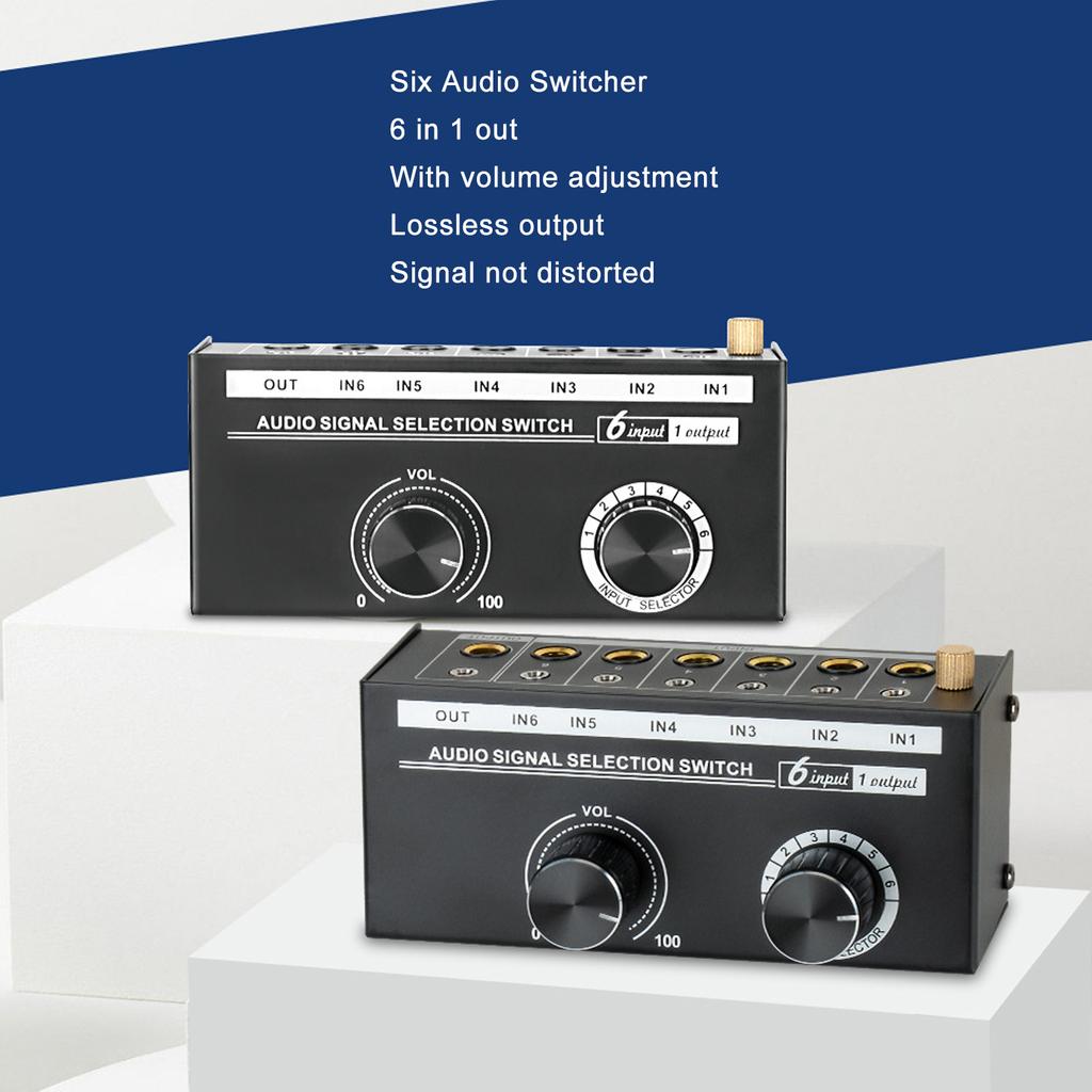 QH 06 6 Eingänge 1 Ausgang Audio Umschalter 6 in 1 Out Audiosignal Wahlschalter Umschalter Quellenauswahlschalter Telefon Computer Sharing