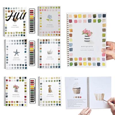 Verhindert Ausbluten Aquarell Malbuch 12 Farben Malset Anfängerfreundlich Schritt-für-Schritt-Anleitungen Vögel Blumenbuch für Kinder Erwachsene Jugendliche Bild