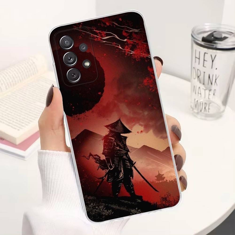 B-Bushido S-Samurai Phone Case For Samsung A30,71,51,S9,10,20,Ultra,FE,Lite, S22,23,21,PIus,Transparent, Silicone Case