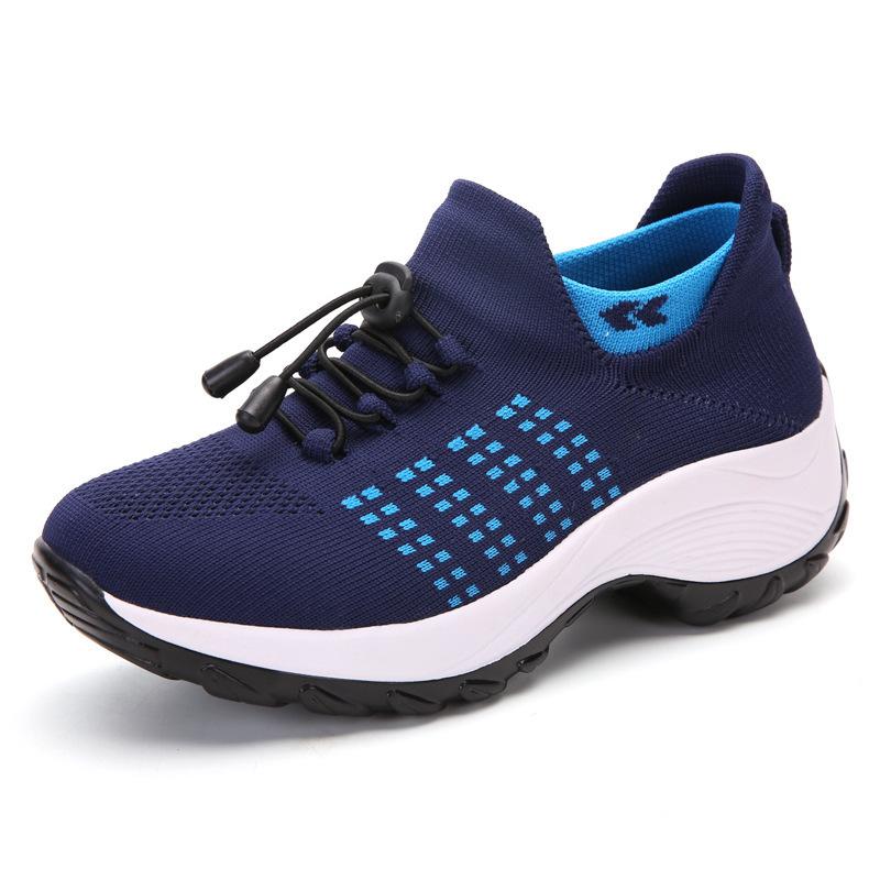 Spring Mesh Casual Shoes Breathable Knitted Socks Sneakers Women Shoes Thick Sole Sports Shoes Comfortable Walking Sneakers