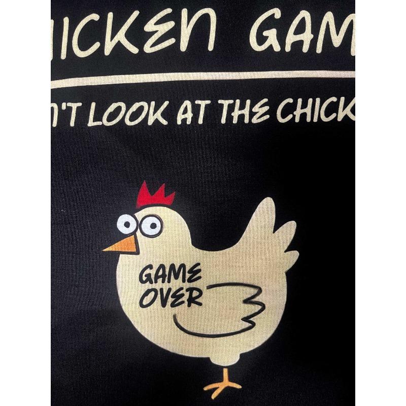 Europäische Größen Lustiges 'Schau Nicht Auf Das Huhn' Herren-T-Shirt - Lässiger Streetstyle, Stretch-Stoff, Rundhalsausschnitt, Sommer-T-Shirt