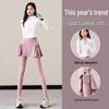 Women's Autumn/Winter 2025 Casual Tennis & Badminton Set with Long Sleeve Top, Yoga Skirt, and Pants.