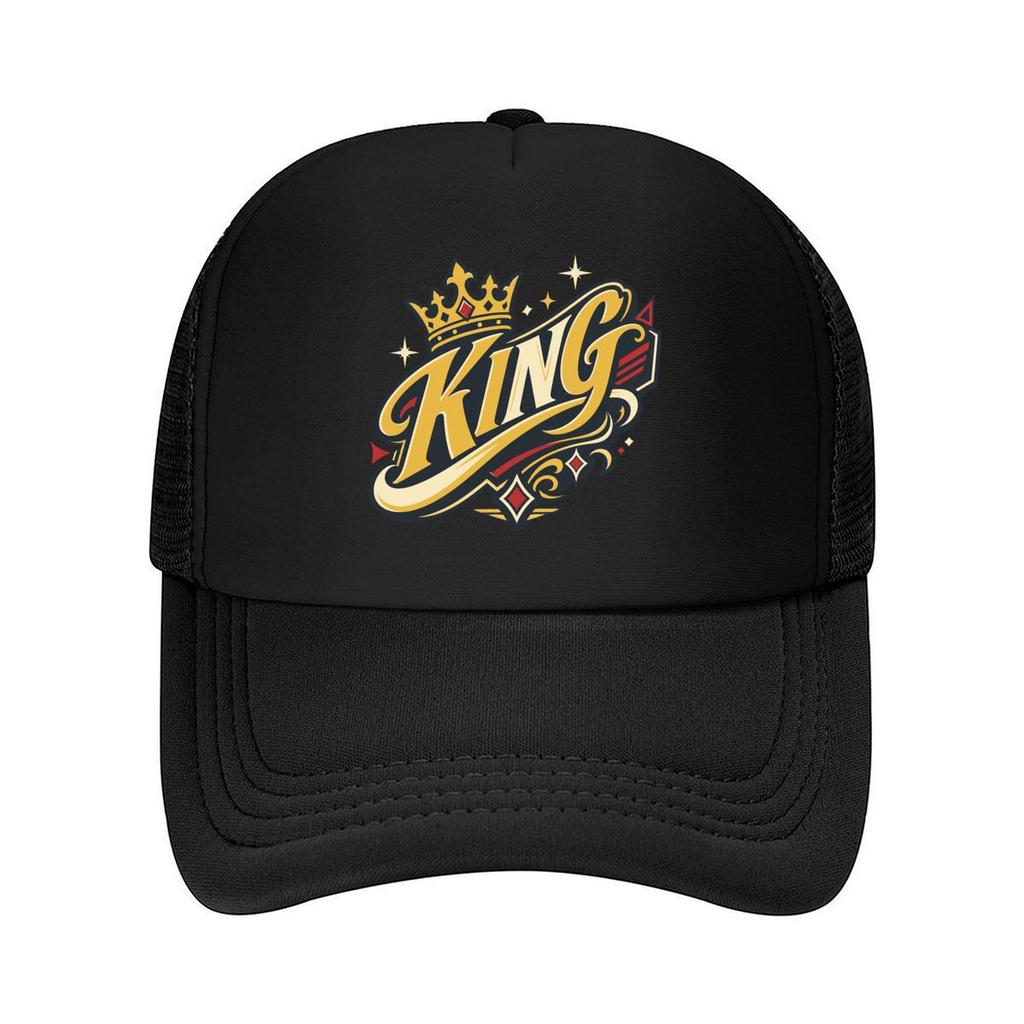 Royal King Script Street Graphic Mesh Baseball Cap Polyester Forward Observations Hat Adjustable Golf Hat Summer