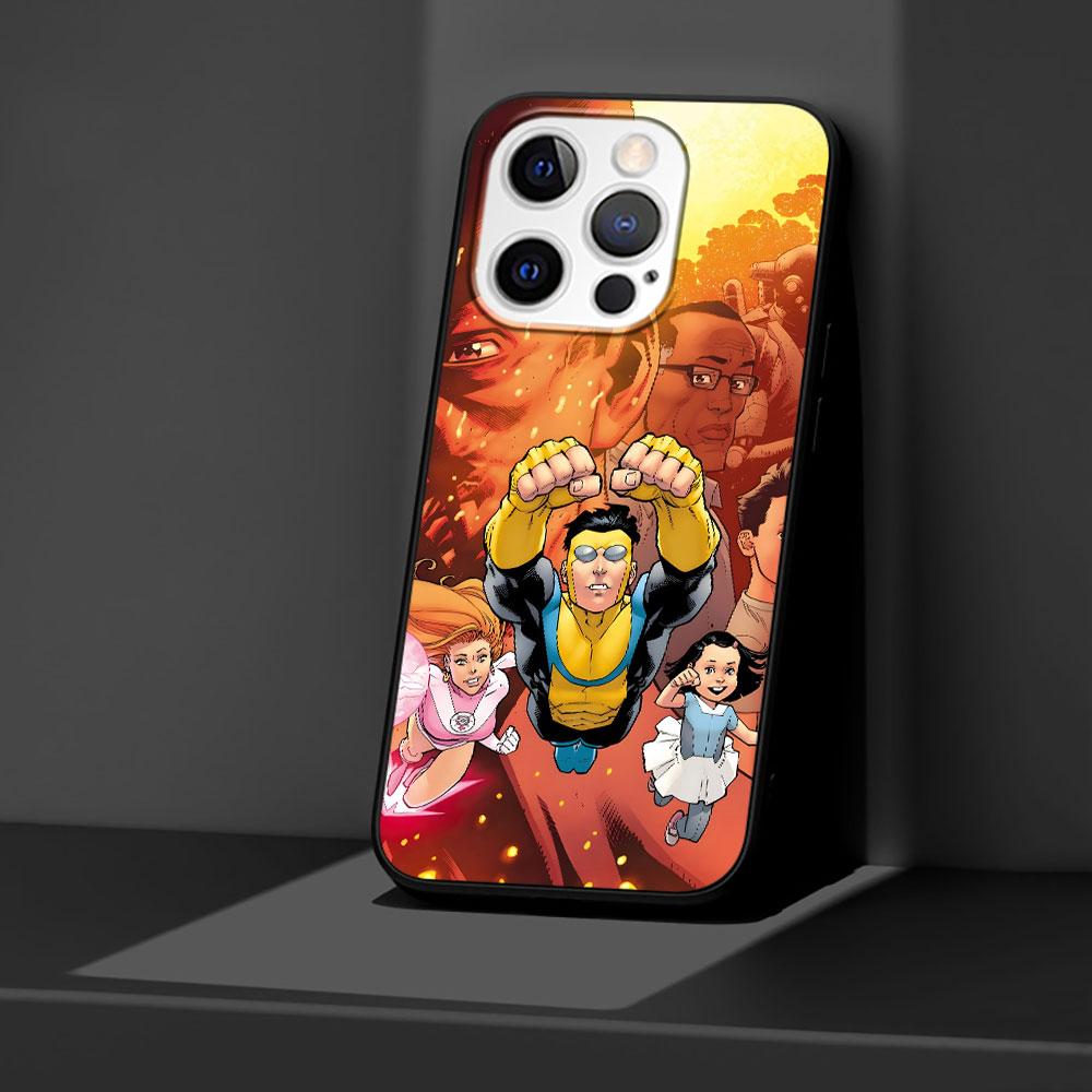 Invincible Case for Apple iPhone 14 11 16 Plus X XS 13 12 Mini XR 15 Pro Max Silicone Black Soft Phone Cover
