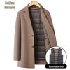 Men's Wool-Blend Mid-Length Coat with Removable Down Liner