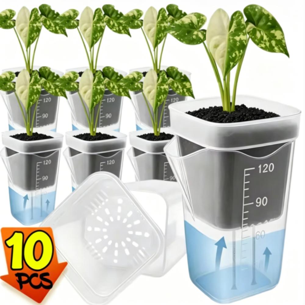 Scale Self Watering Pots Watering Nursery Pot with Drainage Holes Translucent Plastic Planters Mini Flower Seedlings Pot