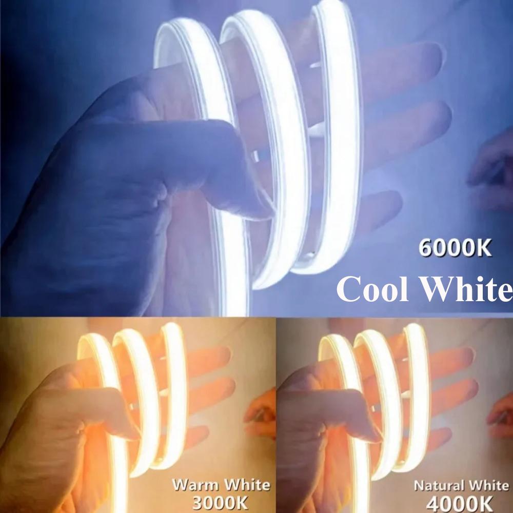 220V COB LED Strip Light EU Power Plug IP67 Buckle Fixation LED Strip Lamp Flexible COB Linear Light Bar 3000K 4000K 6000K 1-21m