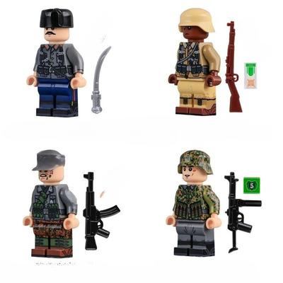 2. světová válka Vojenské Armádní Voják Figurky Stavebnice Sbor Jezdecký Důstojník Kamufláž Jezdec Příslušenství Cihly Hračky
