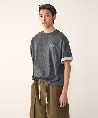 STUDIO TOMBOY [Men] Tomboy Logo Print Slub Short Sleeve T-Shirt_Dark Gray 91M6222337