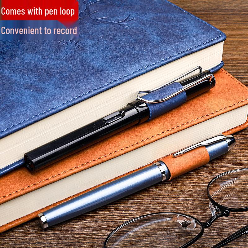 Soft Leather Business Notebook for Meetings & Notes - Thickened Cover