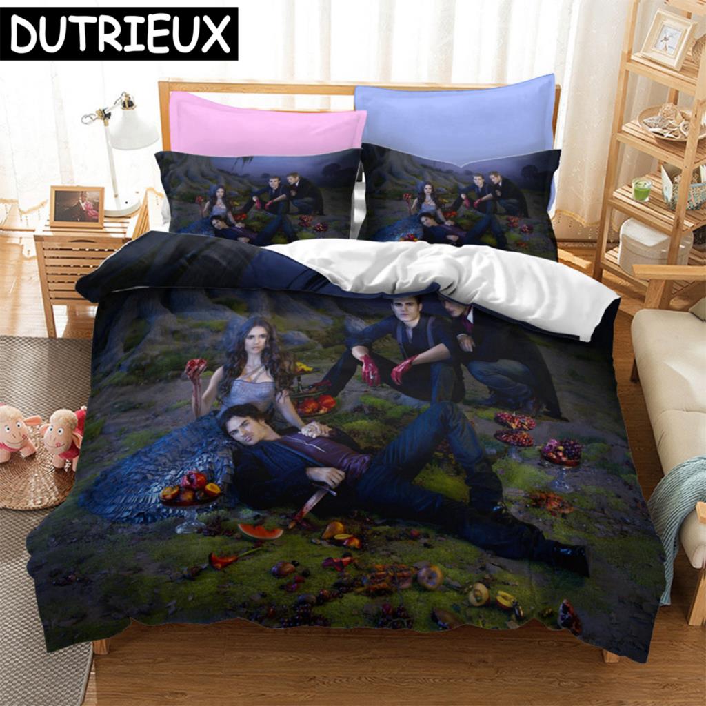 The Vampire Diaries Print Bettwäsche-Set 3D Charakter Bettbezug-Set Mit Kissenbezug Einzelbett Doppelbett Queen King Bettwäsche 02