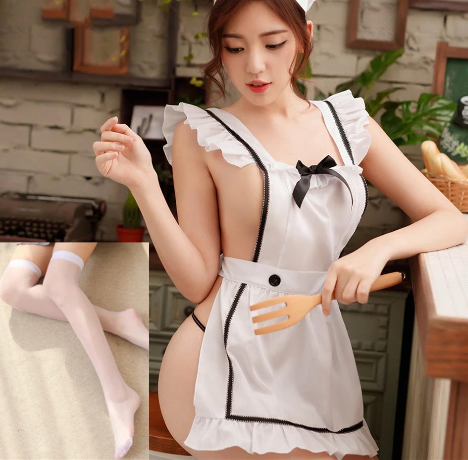 Porno Spodná bielizeň Cosplay Šaty chyžnej Sexy šéfkuchár Jednotné pokušenie Pyžamový set Sexy pre pár Nočná košieľka Čipka Kostým exotických žien