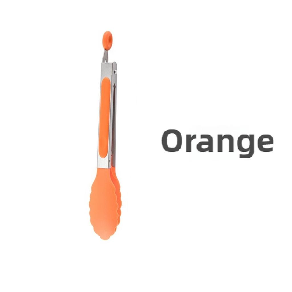 Cooking Silicone Tongs Non-slip Easy Grip Stainless Steel Salad Clips Heat-resistant Non-Stick Food Grade BBQ Tong Kitchen Tools