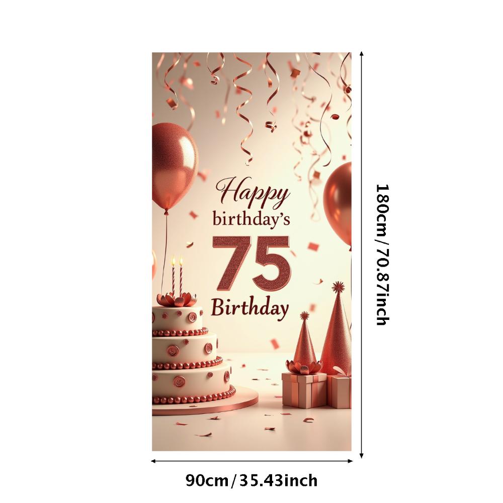 Happy Birthday 75th Banner Red Balloon Birthday Party Decoration Photography Background Props Birthday Cake Backdrop Supplies