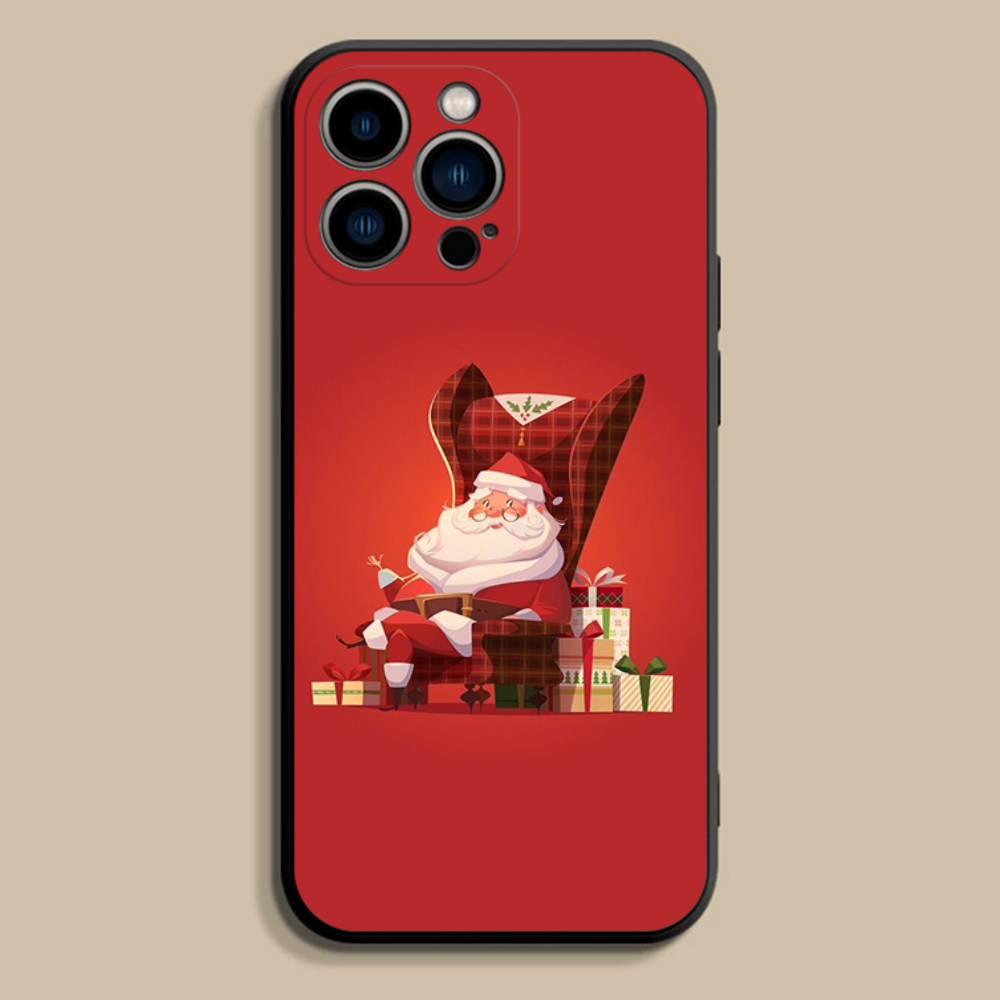 Christmas Santa Claus Phone Case For iPhone 17,16,15,14,13,12,Pro,Max,Plus,E,SE4,Air,Mini Black Soft Cover