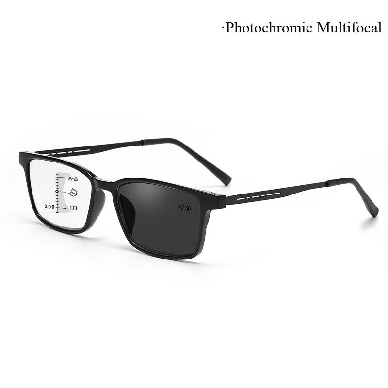 New Square Business Photochromic Multifocal Presbyopia Glasses Blue Light Blocking Eye Protection Ultra Light Unisex Glasses
