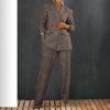 Women's Grid Coat Suit New Style Loose Fit Long Pants Set Outfit
