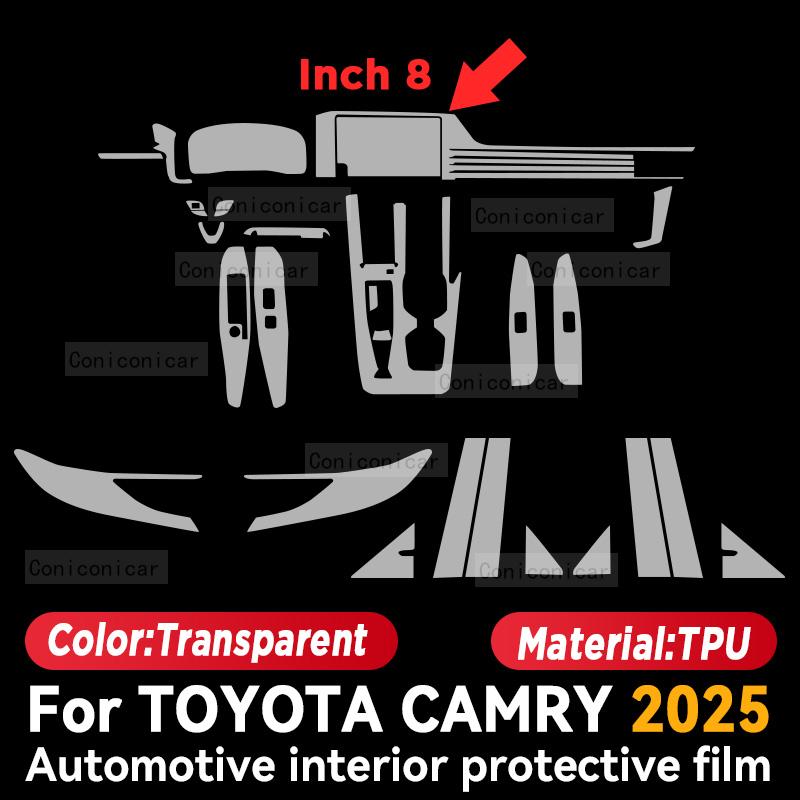 For TOYOTA CAMRY 2025 Panel Dashboard Navigation Automotive Interior Protective Film TPU Anti-Scratch Sticker Protect