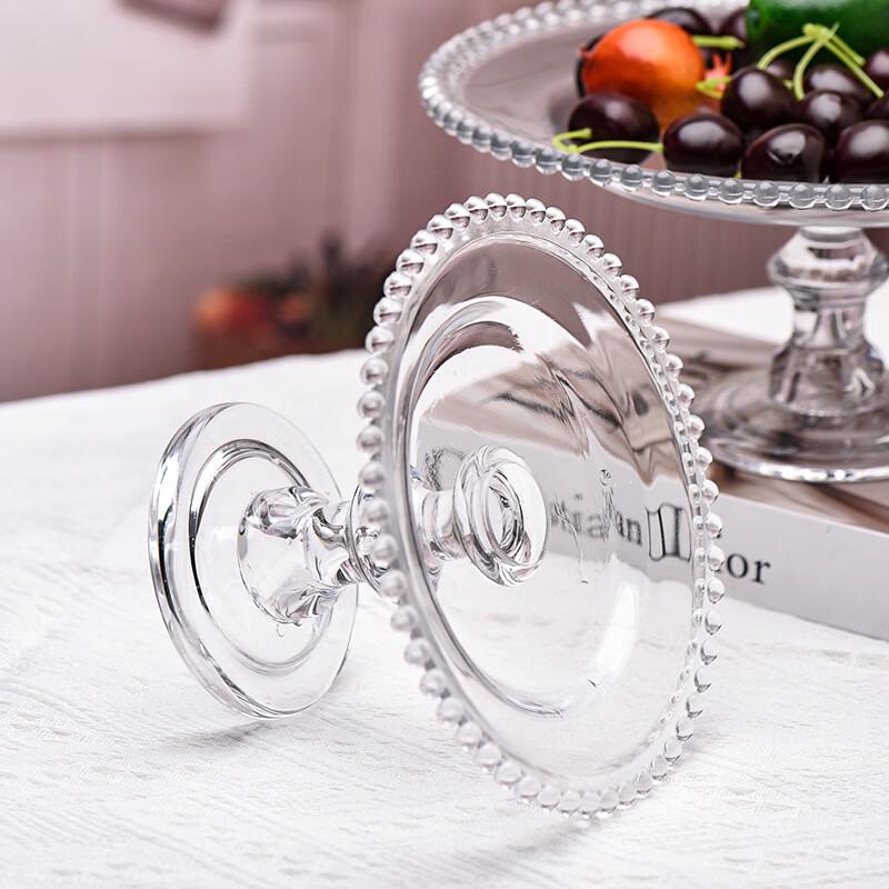 Transparent Glass Beaded High-Foot Serving Plate