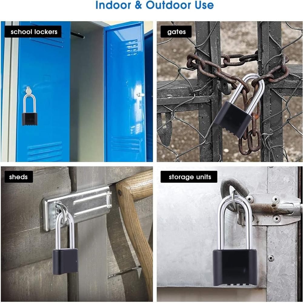 Durable Zinc Alloy Heavy Duty Padlock 4-Digit With Password Combo Locks Waterproof Combination Lock Gate