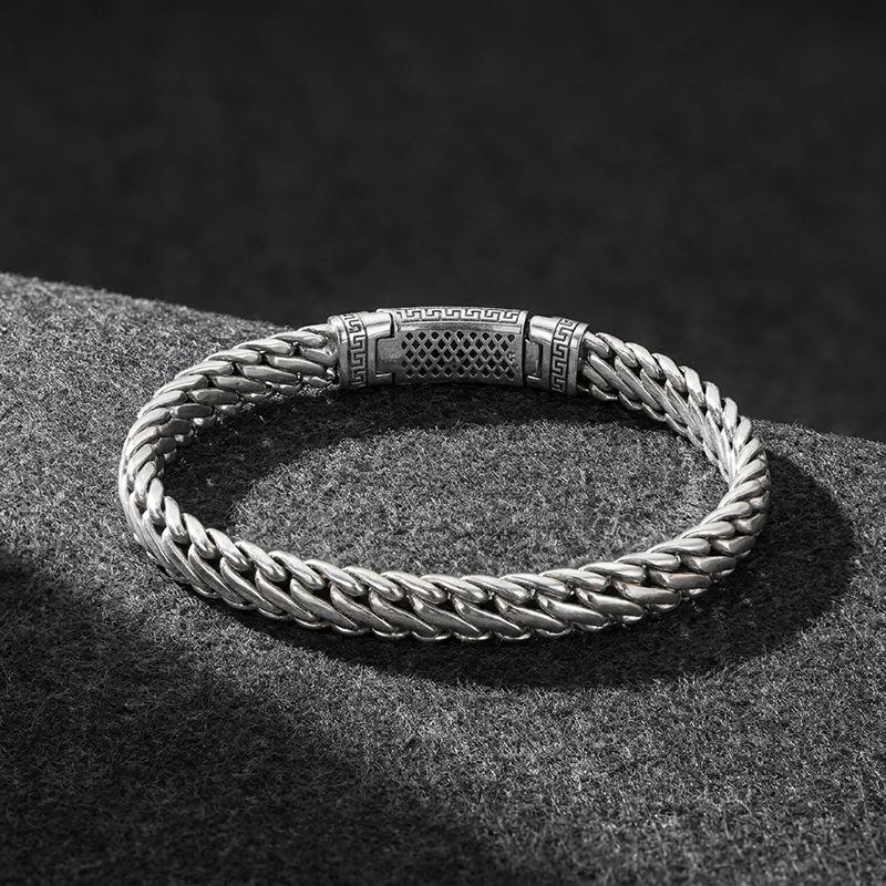 2026 Ethnic Style Back Pattern Glossy Handmade Bracelet Masculinity Retro Punk Style Woven Thick Bracelet