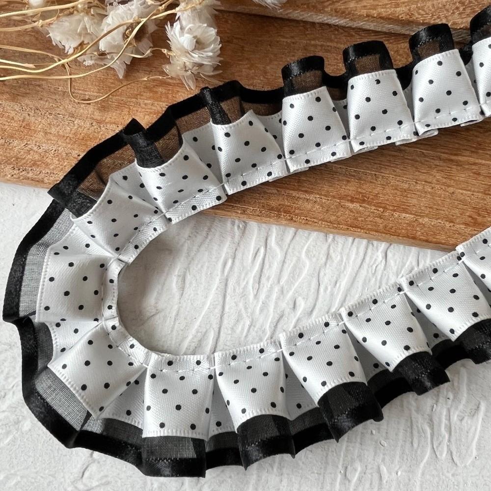 2M Pleated Ribbon Trim Ruffle Trim Collar Cuff Trim Lolita Dress Ribbon Needlework Crafts DIY Double Layer Lace Ribbon