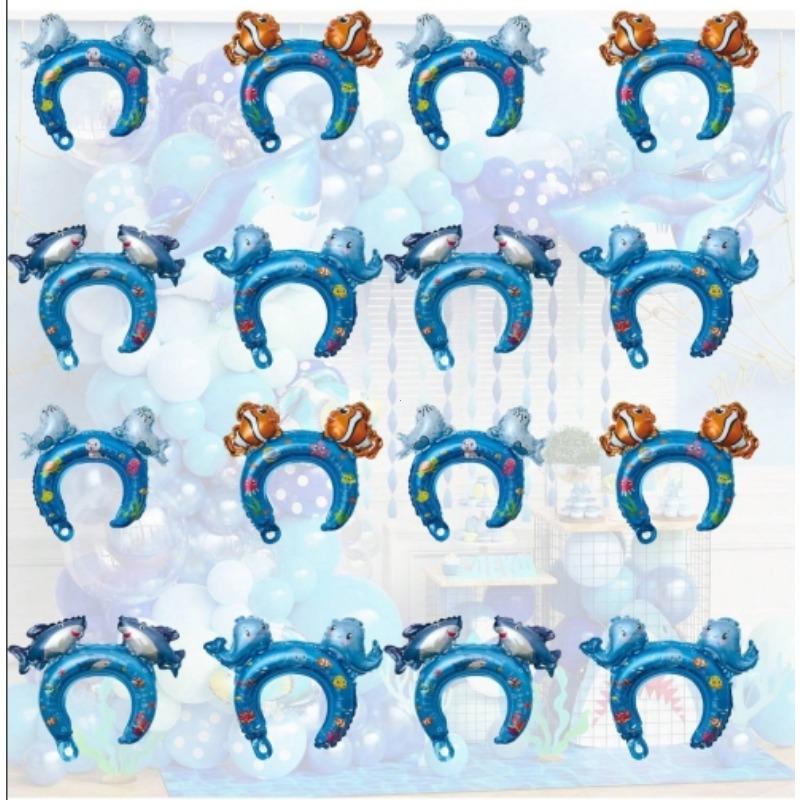 4/16 Marine animal hair band aluminum film balloon, suitable for marine-themed decorative balloons