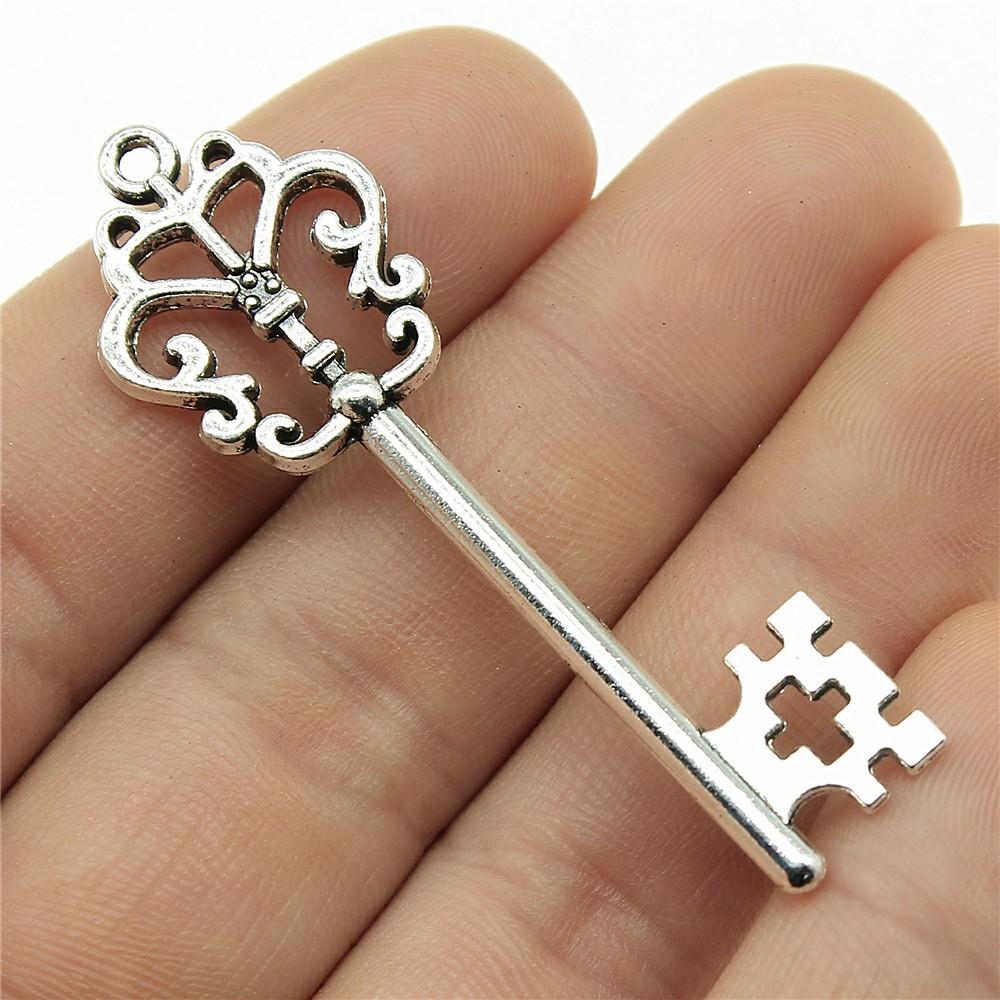 5pcs Charms Key Antique Silver Color Vintage Key Charms For Jewelry Making Charms Pendant Key Jewelry Findings DIY