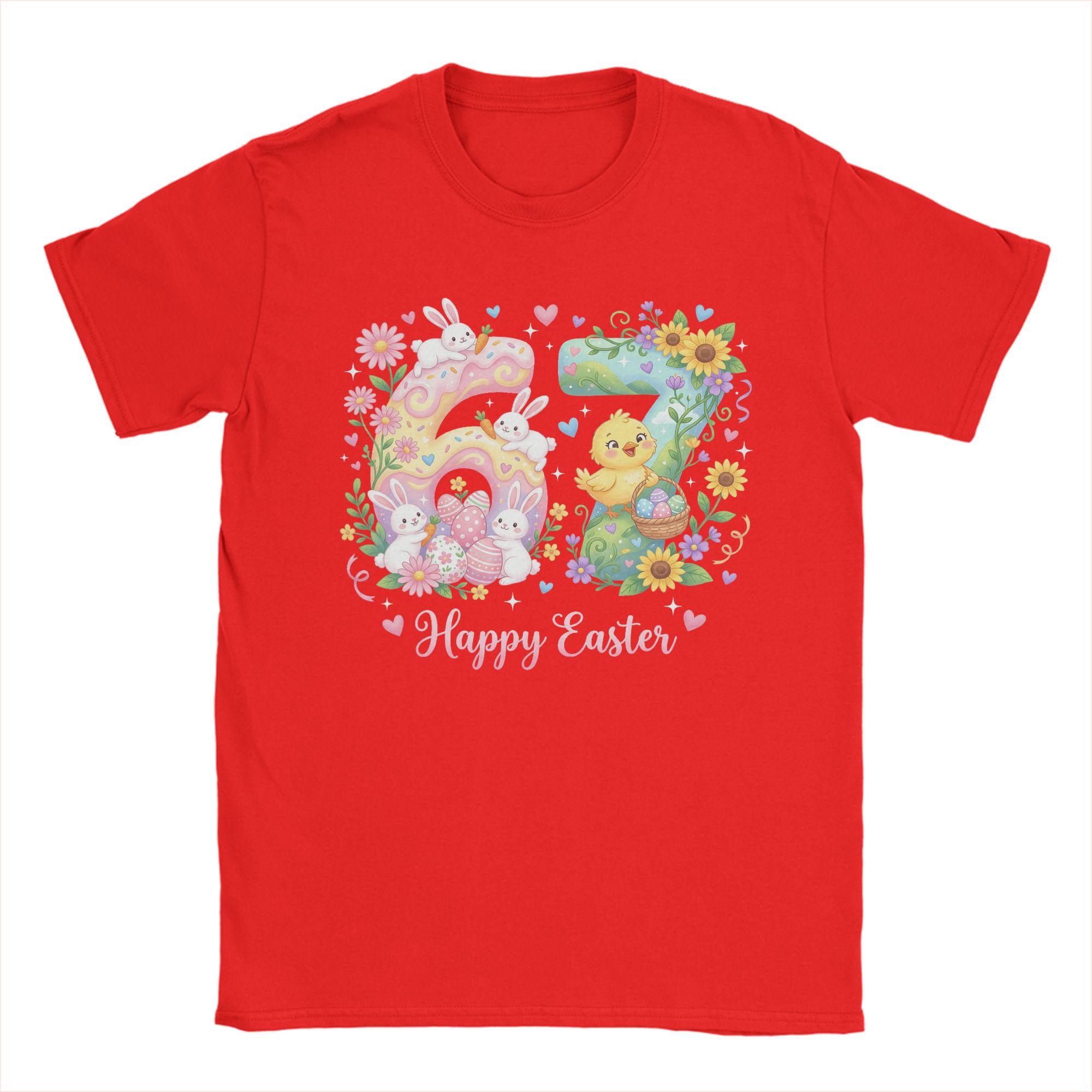 

Unisexs TShirt Happy Easter Cute Rabbit Funny Cotton Tee Shirt Short Sleeve T Shirt Crewneck Tops XL S