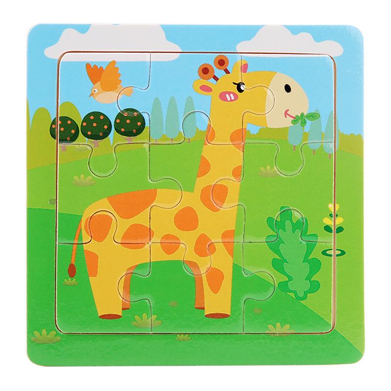 

Wooden 3-7 years old 9-piece wooden puzzle, children s animal puzzle, educational early education cartoon flat puzzle toy жирафовий