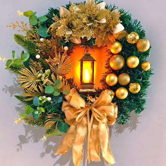 Christmas Wreath Front Door Xmas Garland with Bow Ribbon Berry Flower Decor Indoor Outdoor Winter Decoration