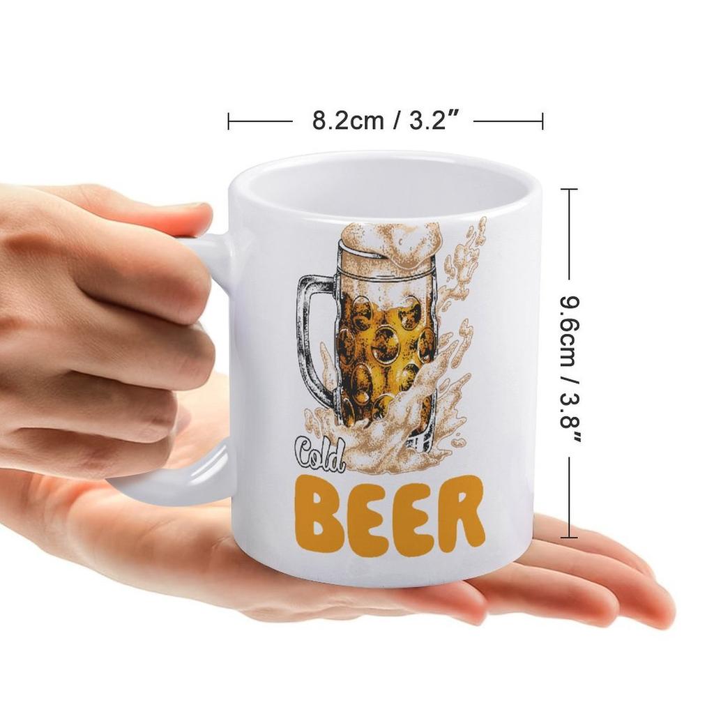 1pc 11oz Ceramic Mug with Double-Sided Beer Lover Print, Clean Daily Cup for Coffee or Tea