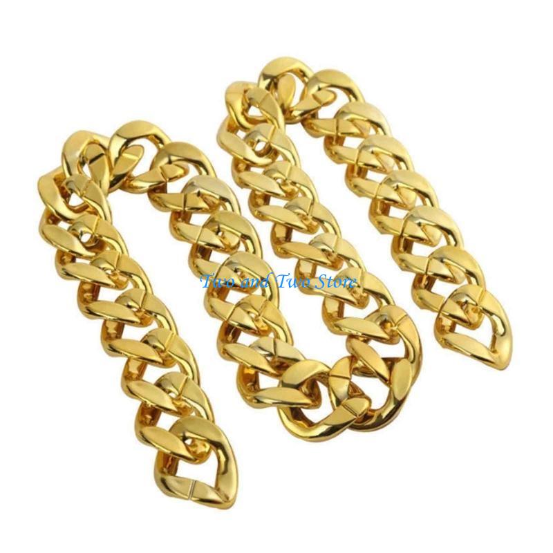 HX6F Faux Gold Chain Necklace Hip Hop Thick Large Gold Chain Big Chunky Necklace Punk Rapper Chains Costume Photography Props
