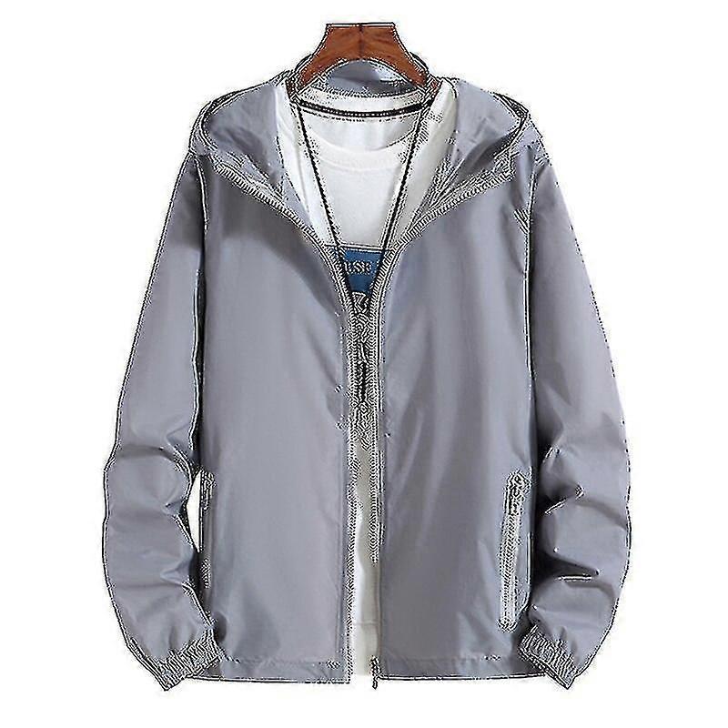 7xl 6xl Plus Size Mens Quick Dry Skin Jackets Coat Sunscreen Waterproof Mens Thin Army Outwear Ultra-light Windbreake Jacket-XXL-COLOR Dark Grey