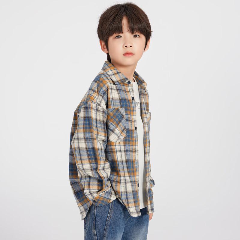 Duoduo Boys  Plaid Long-Sleeve Cotton Shirt 140