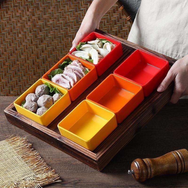 Jijun Melamine Square Snack Plates (10-Piece Set)