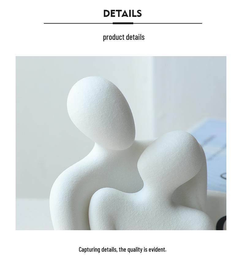 Nordic Luxury Mini Ceramic Heart Couple Ornament for Home Decor