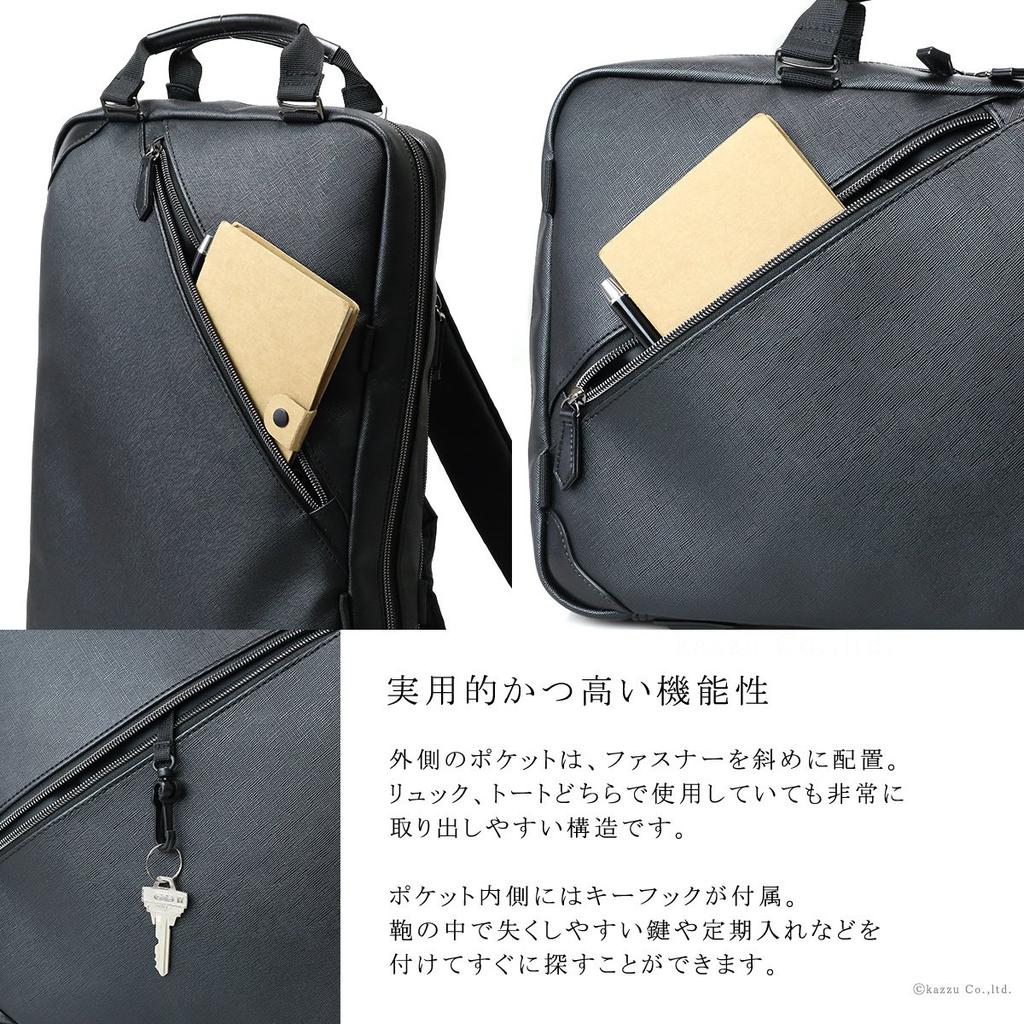 Bolsa de Negócios Masculina Zario, Tamanho A4, Couro Sintético Estilo Saffiano, Mochila de Negócios Versátil 2 Vias para o Dia a Dia [ZA-1008] (Marinha)