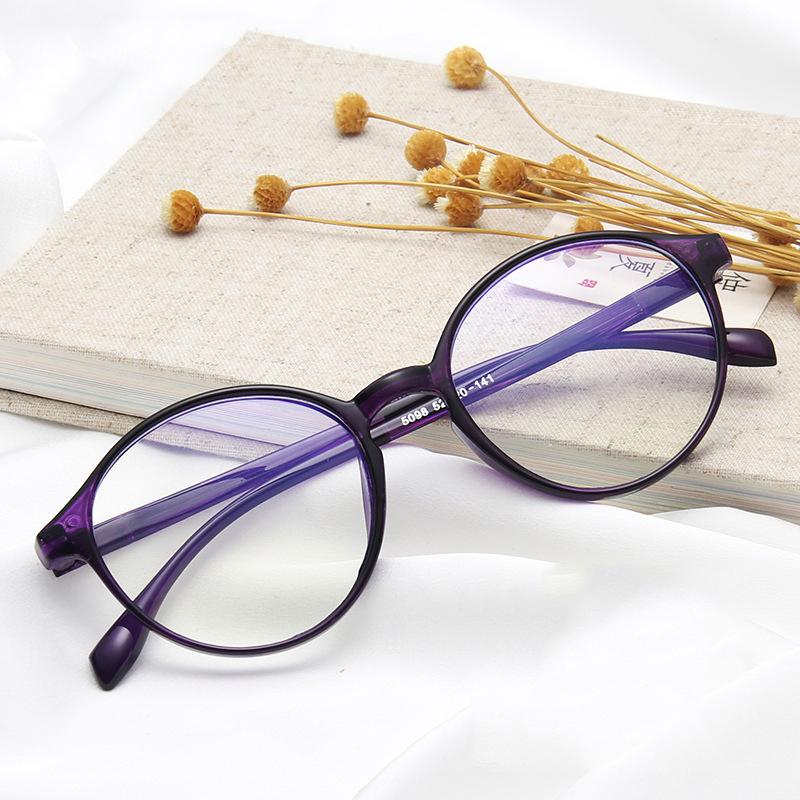 Round Frame Anti Blue Glasses Plain Glasses Lens Art Original Home Anti Blue Light Glasses Students Frame Glasses