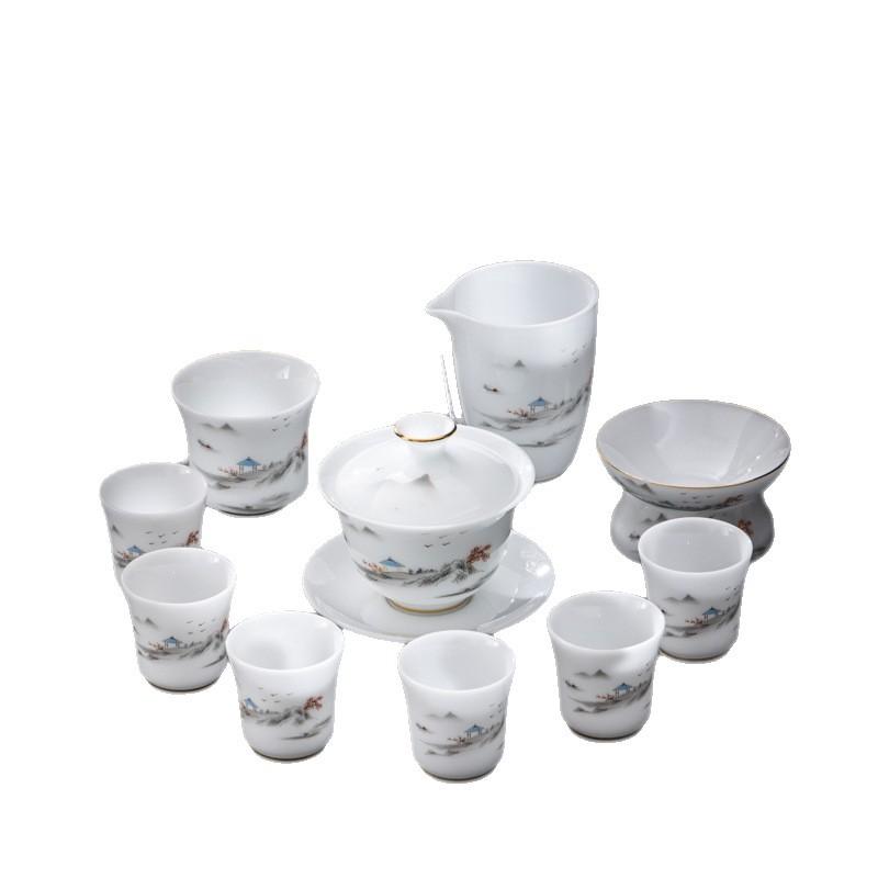 Premium Ice-type Jade Porcelain Tea Set Sets In Premium Gift Boxes, Gift-giving for Clients, Business Companies, and Enterprises
