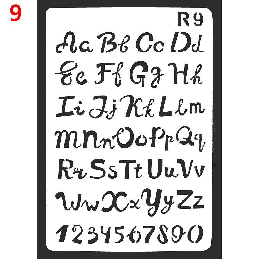 Bastelarbeiten Scrapbooking Prägung Buchstaben Alphabet Wandmalerei Abdeckspray Schichtschablonen
