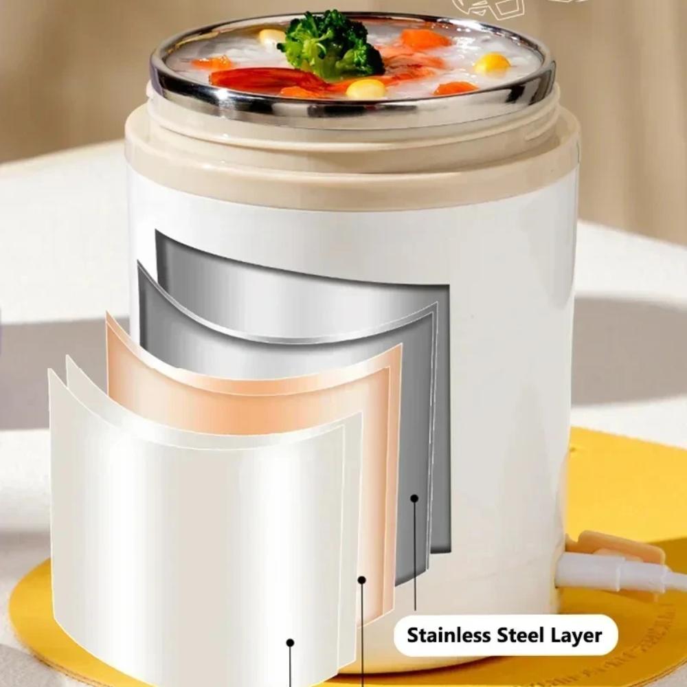 600ML USB Electric Heating Lunch Box Portable Picnic Milk Drink Food Heater Stainless Steel Food Warmer Container 5V 12V 24V New