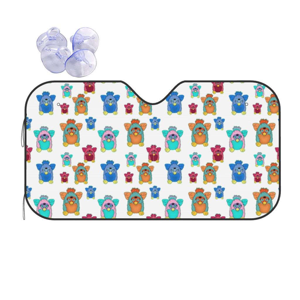 Furby Pattern Sunshade Windscreen Car Front Windshield Window Sun Visor Accessories Covers